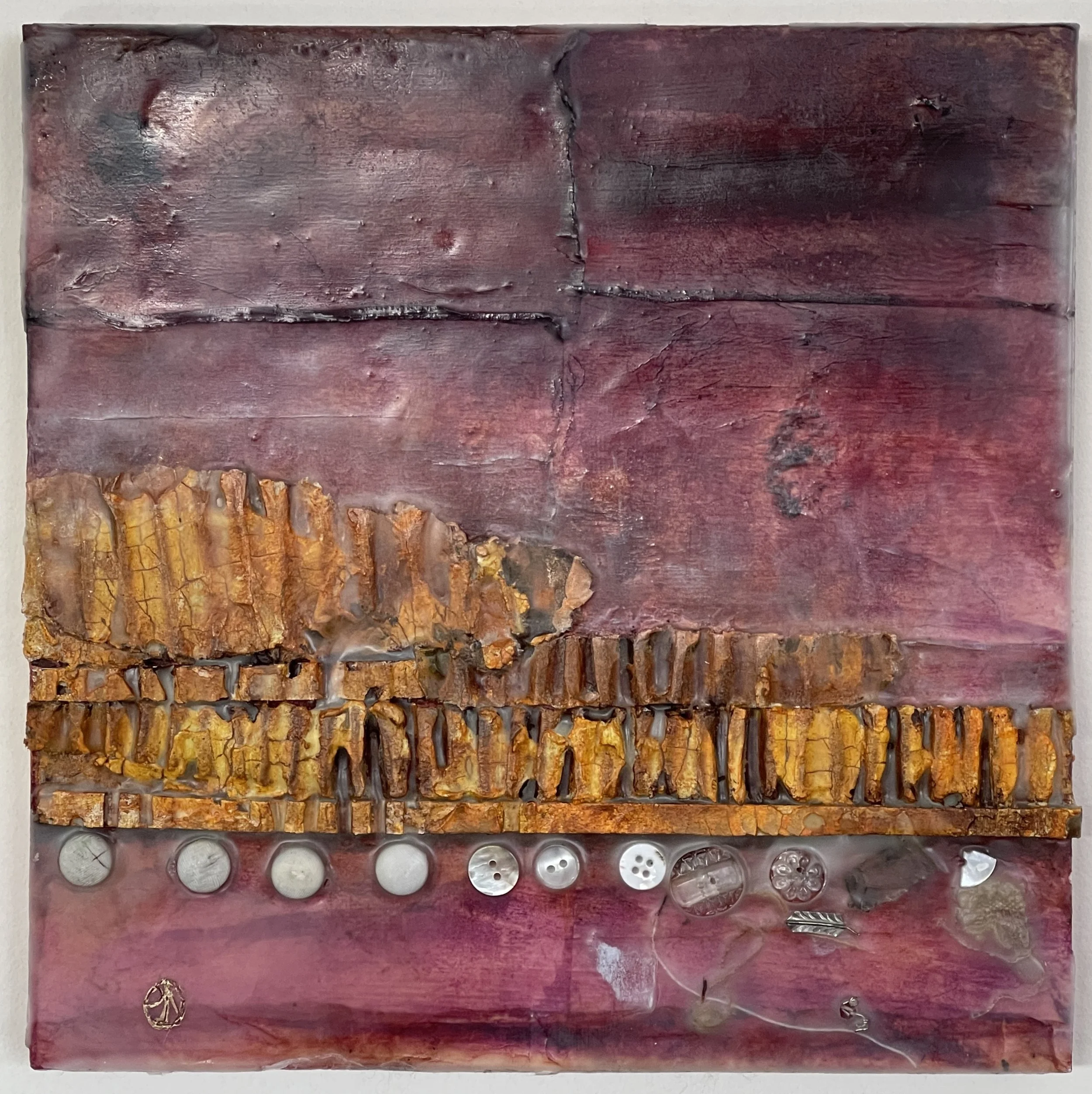 Internal Landscape #11 10"x10" encaustic mixed media on board