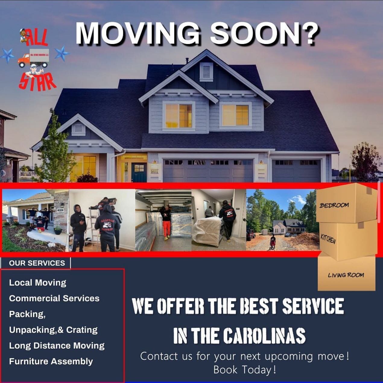 Book with us Today 🗣 
Let&rsquo;s get you on the schedule 📅!

#allstarmoversllc
#volunteer #HappyMove #WorldTour #cleaning #fundraiser 
#Charlottesfinest #blessed #youngentrepreneur #cltblackowned #moving #movers #realestate #packing #movingcompany