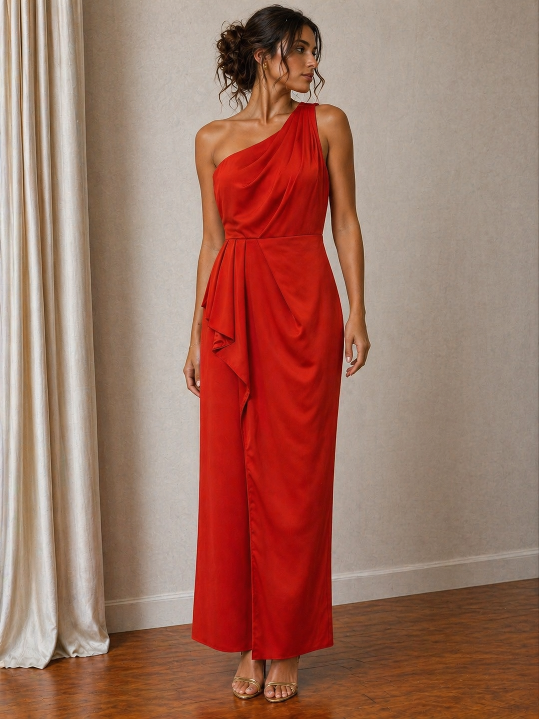 Star Crossed Lovers One Shoulder Frill Gown