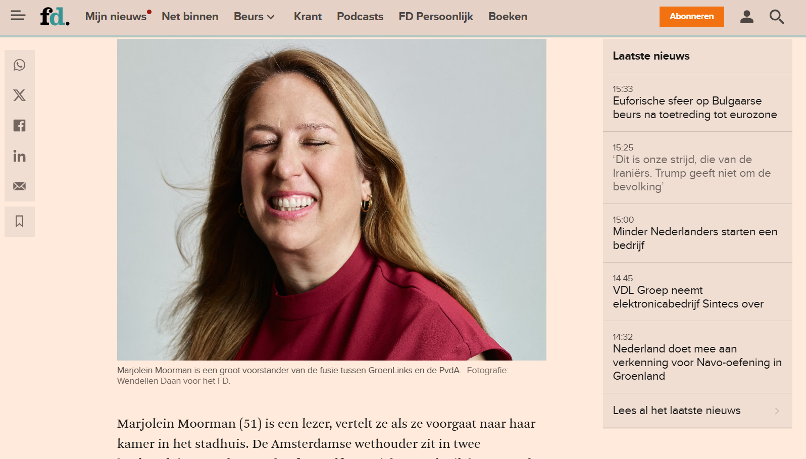 Wethouder Moorman over de NoordAs in Financieel Dagblad