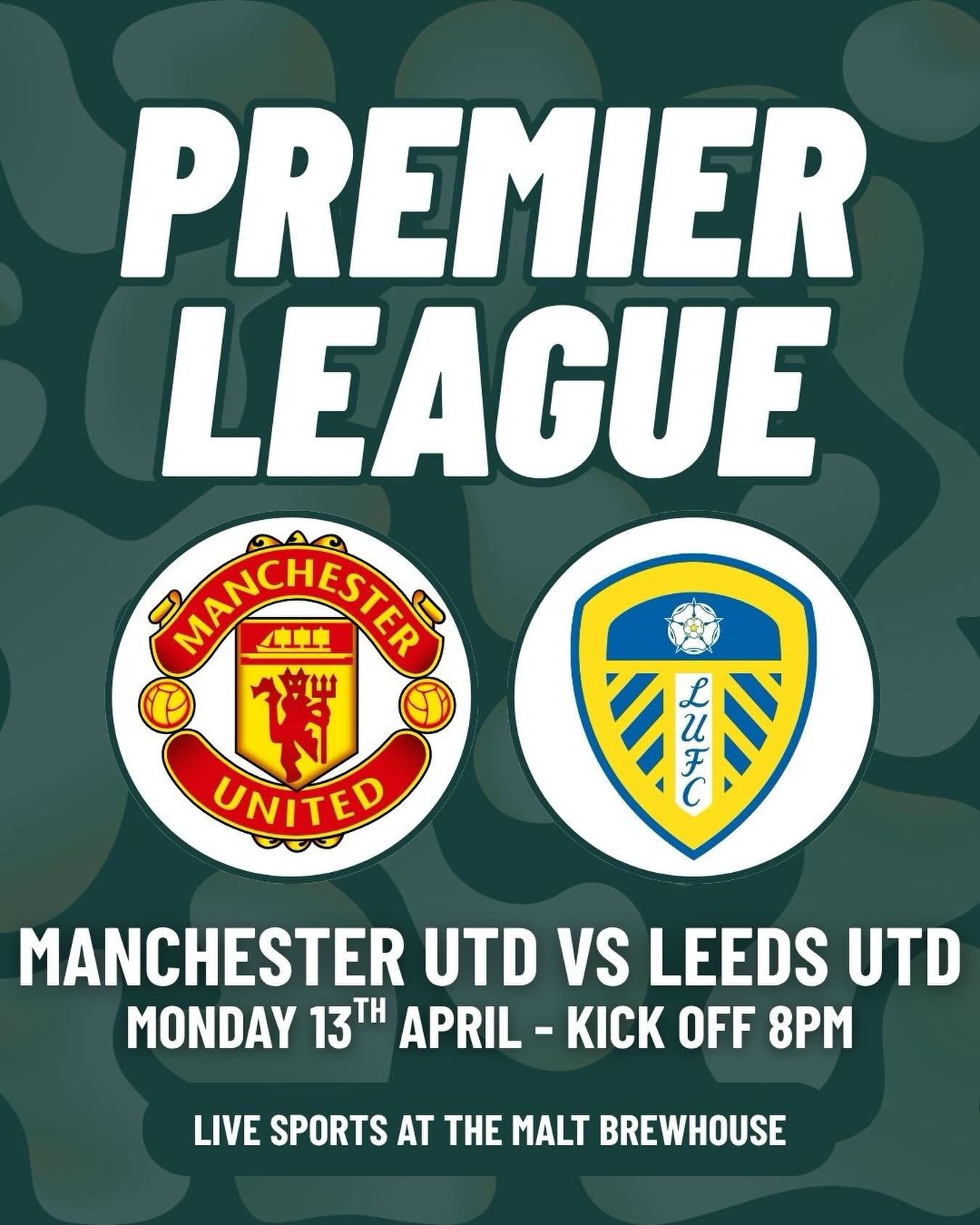 The biggest rivalry in football is back! 😈
Manchester United vs Leeds United ⚽️
And we&rsquo;re showing it LIVE from The Malt! 
You don&rsquo;t want to miss this one 👀
Grab your team and book the best seats in the house 
Let&rsquo;s cheer on The Pe