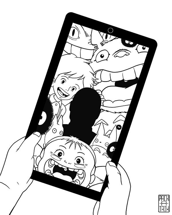 Fictional Selfie - Totoro - B&W