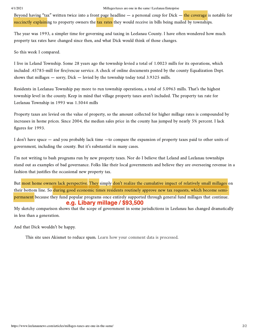 Press Taxpayers Of Leland Township