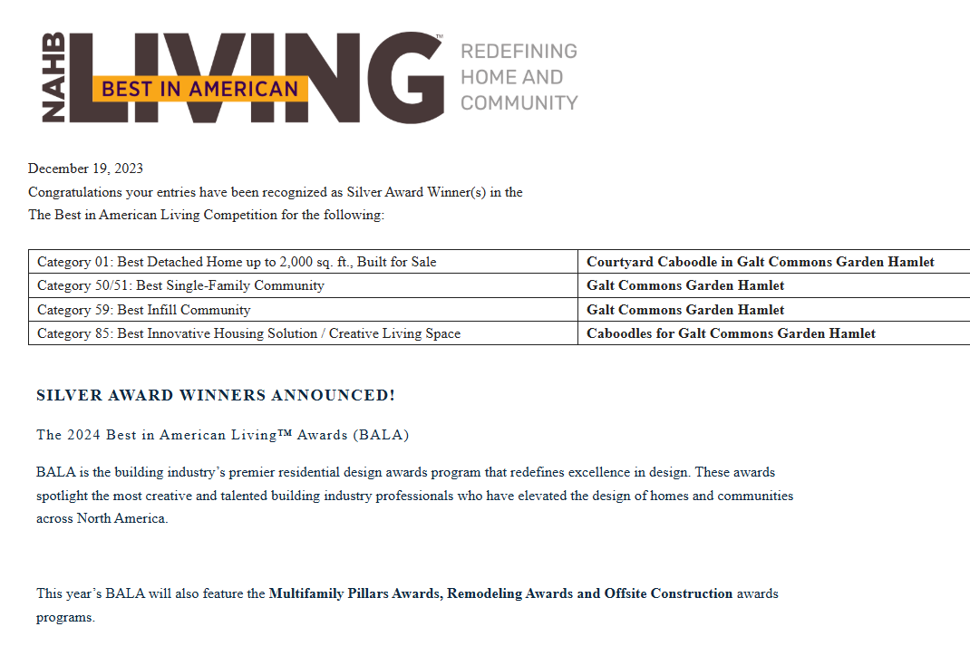 GC being recognized + awarded by Best in American Living!