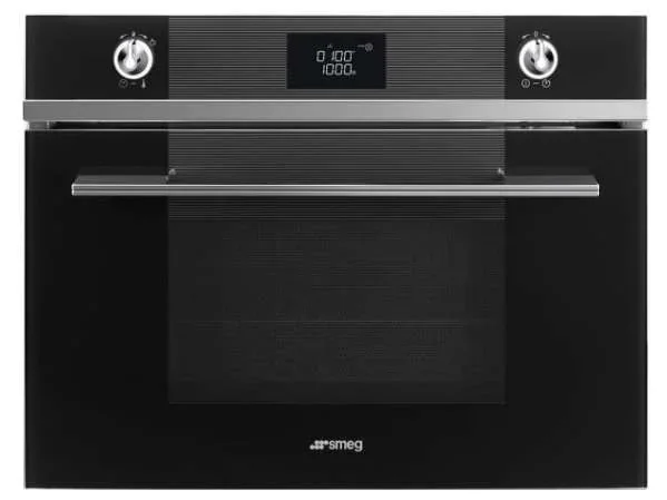 Smeg SF4102MCN 45cm Linea Black Compact Combination Microwave Oven