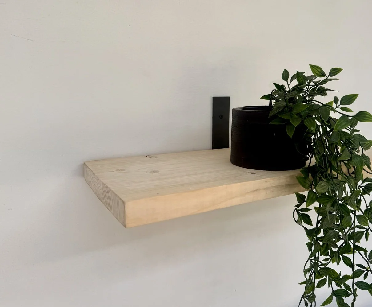 Rustic Wooden Shelf with L- Shape Brackets