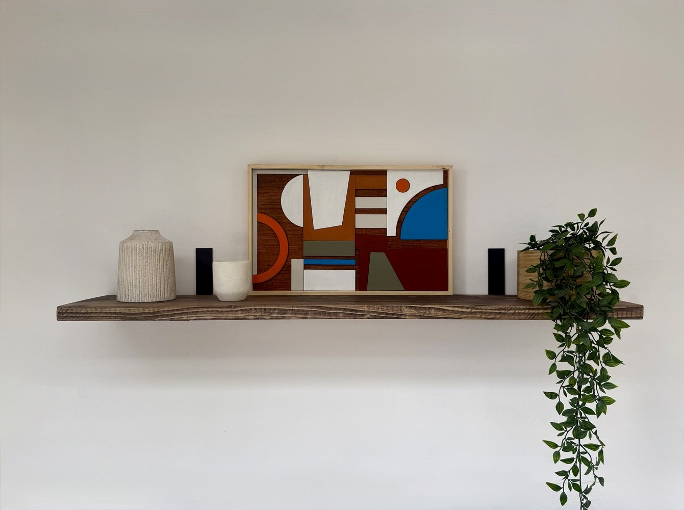 Rustic Wooden Shelf with L- Shape Brackets
