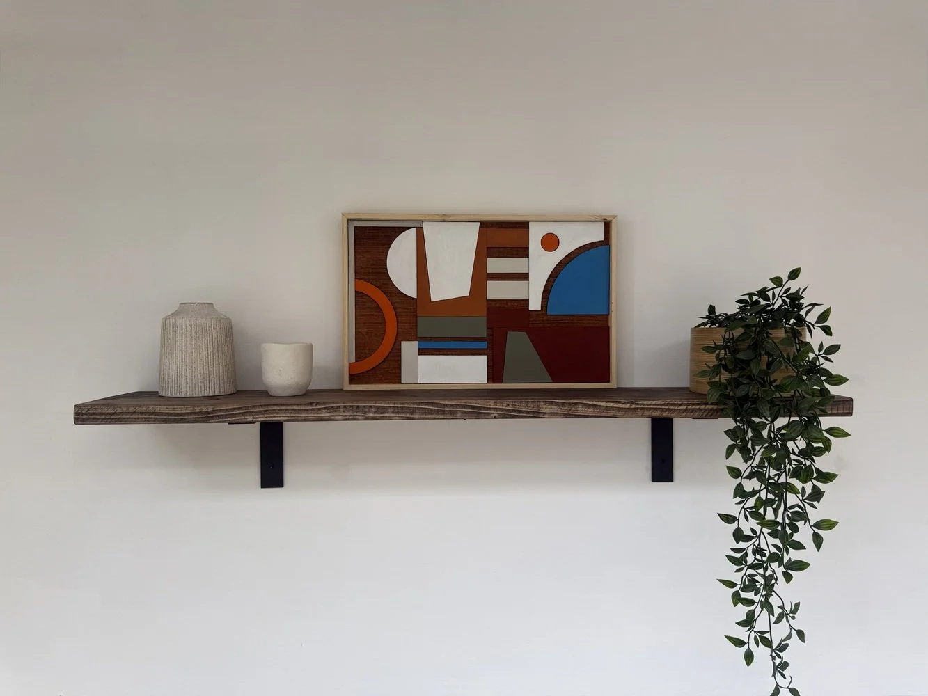Rustic Wooden Shelf with Flat Style Brackets