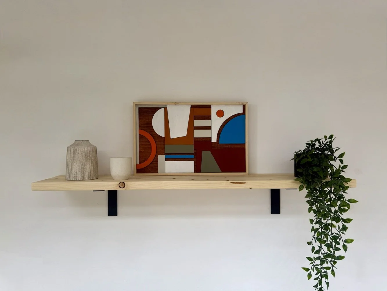 Rustic Wooden Shelf with Flat Style Brackets