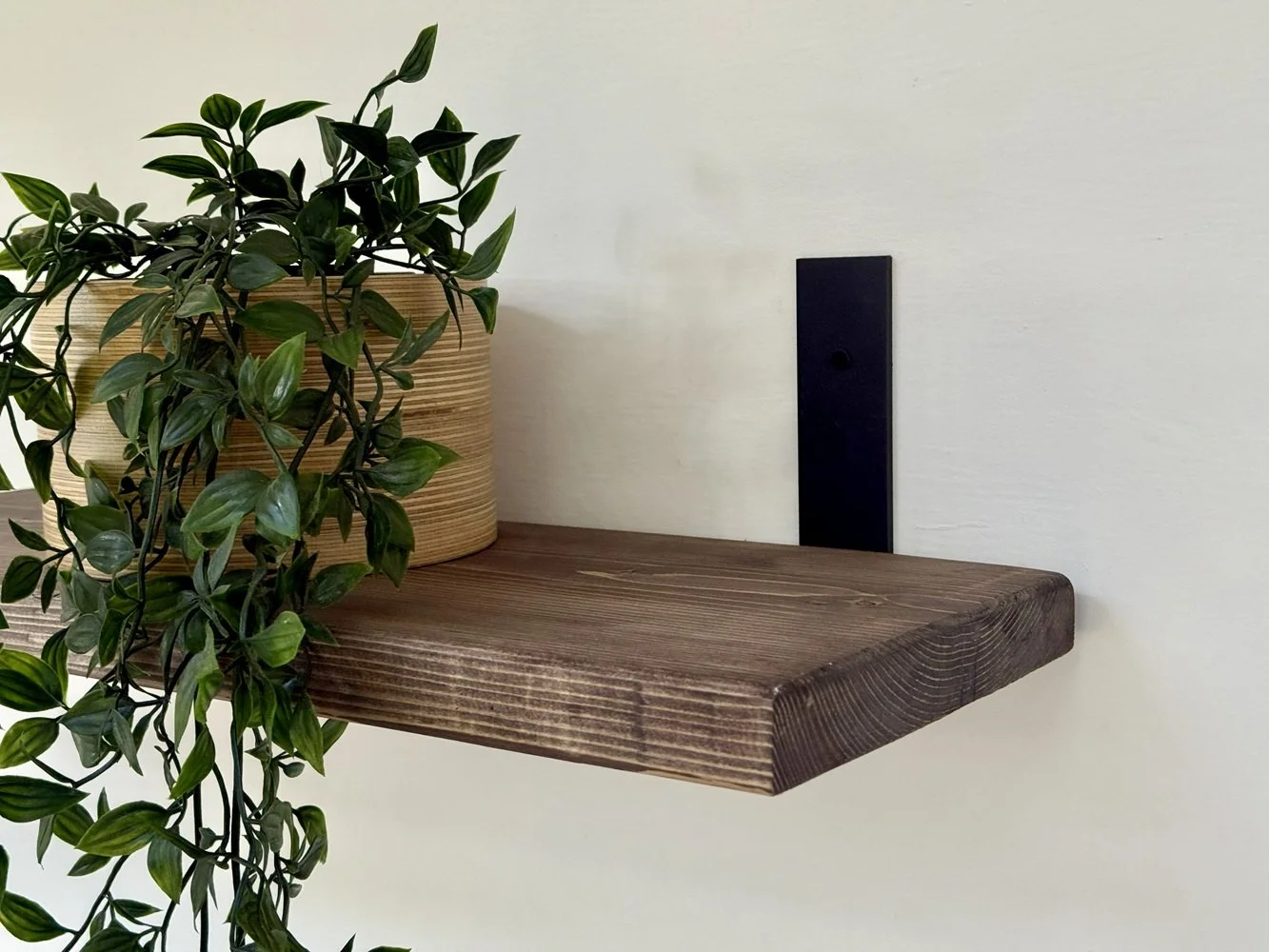 Rustic Wooden Shelf with L- Shape Brackets