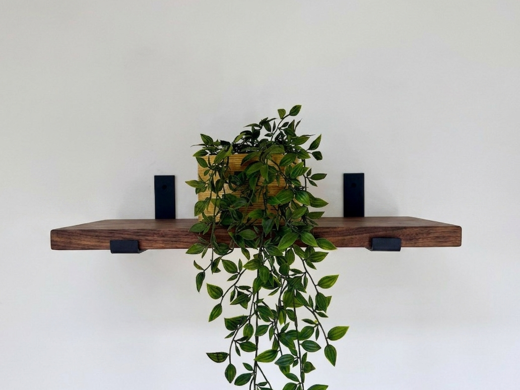 Rustic Wooden Shelf with Hanging Brackets