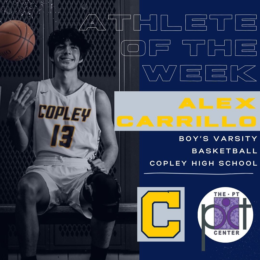 Congratulations to the PT Center Athlete of the Week, Alex Carrillo! Alex is a Senior Track and Basketball player at Copley High School.

Alex has been coming for the last year rehabbing his ACL repair.  During his time with us, he said his favorite 