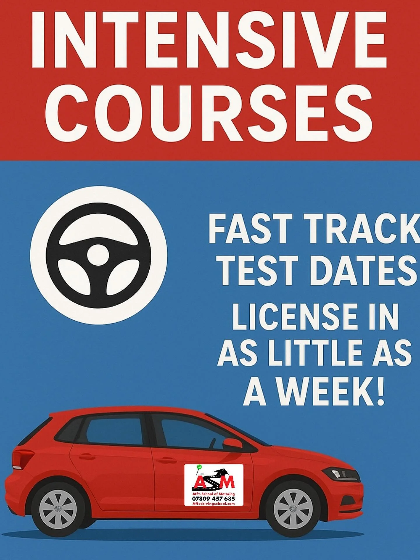 🚗💨 FAST TRACK YOUR LICENSE!
We&rsquo;re now getting fast track test dates again &mdash; which means you could pass and get your license in as little as ONE WEEK with our intensive courses! ✅
Whether you&rsquo;re starting fresh or picking up where y
