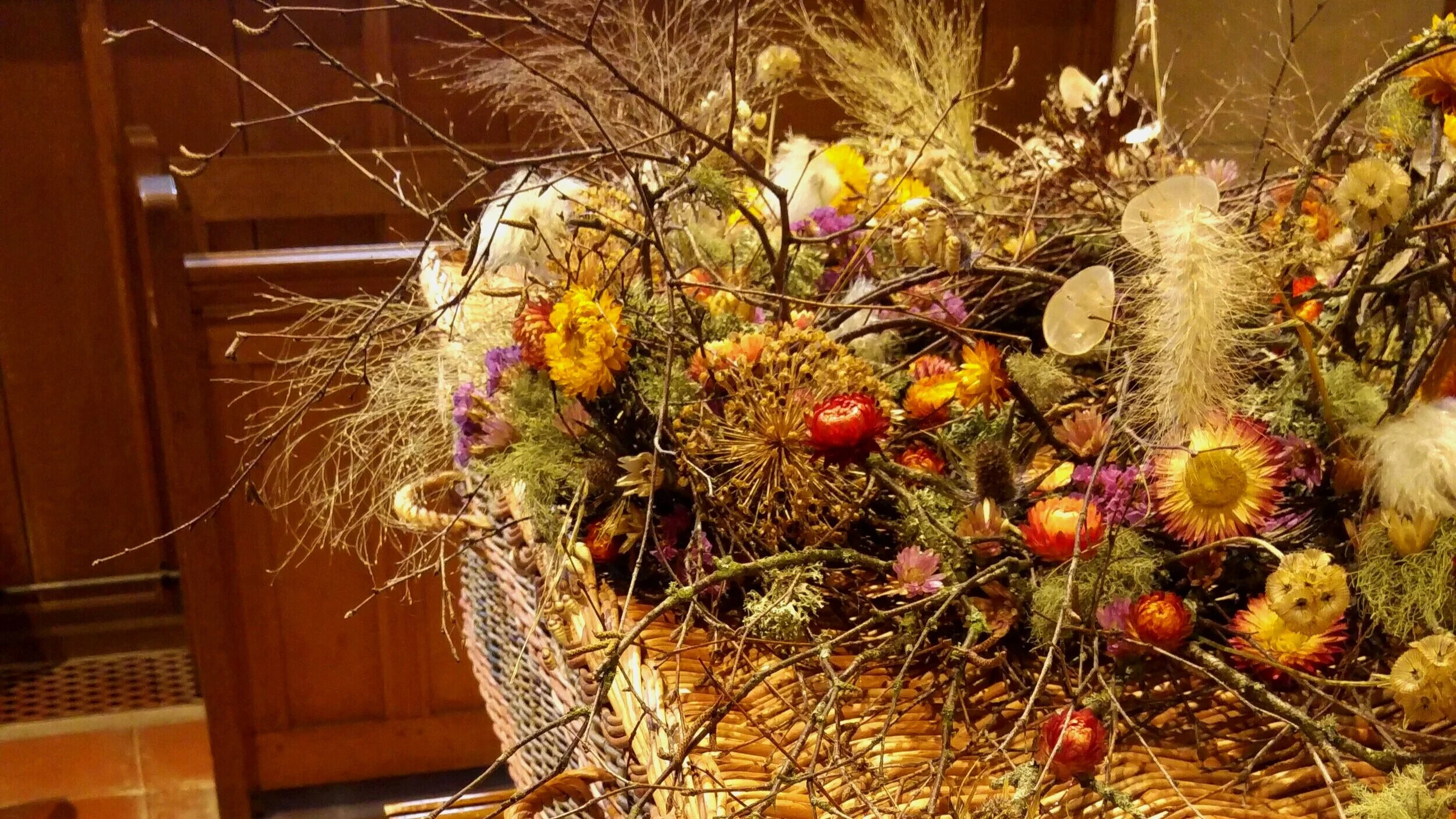 large dried casket topper