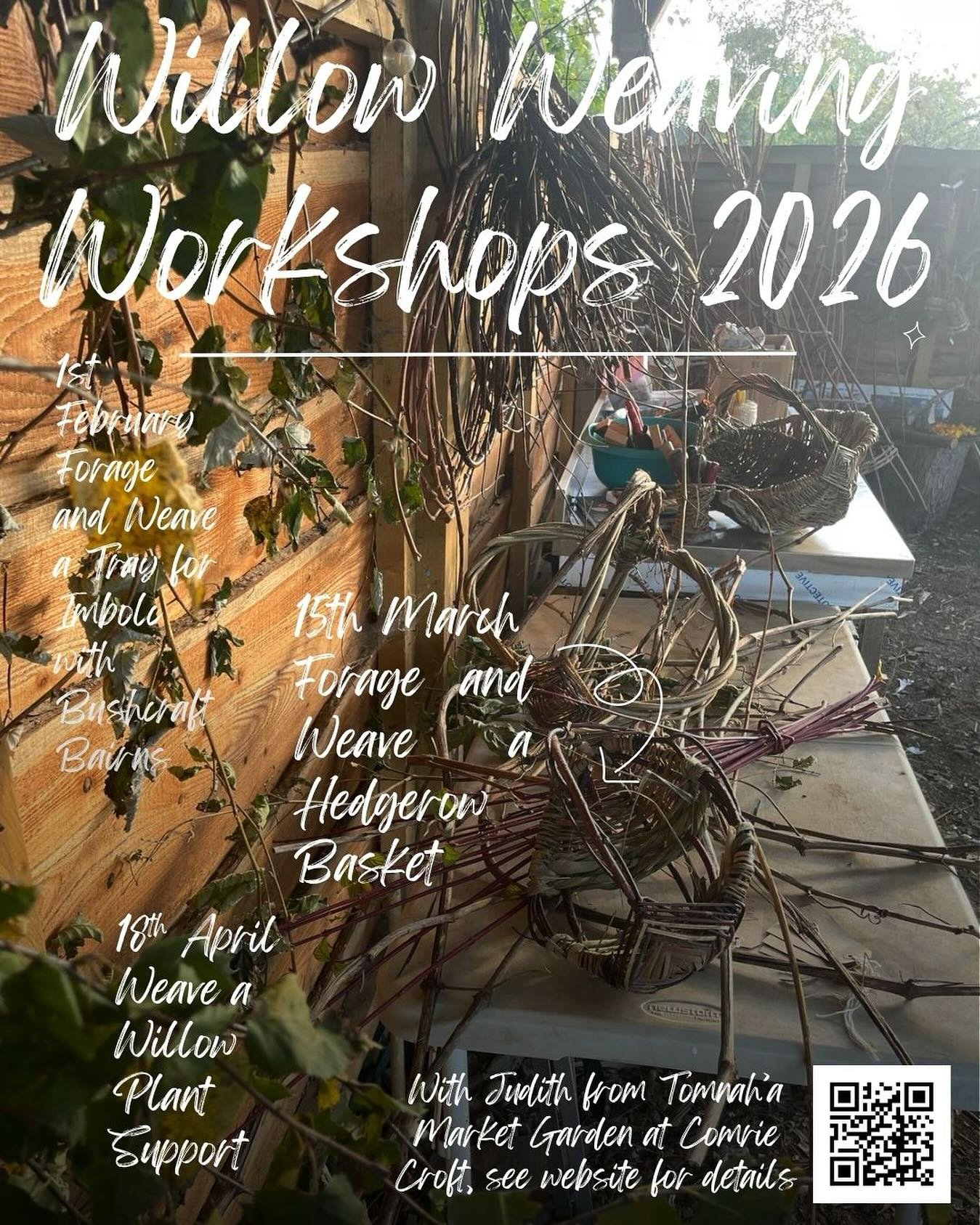 Winter is the time to Willow!
Here&rsquo;s some dates for your diary or Christmas present ideas!

#willowweaving
#willowscotland
#basketweaving
#tomnahamarketgarden