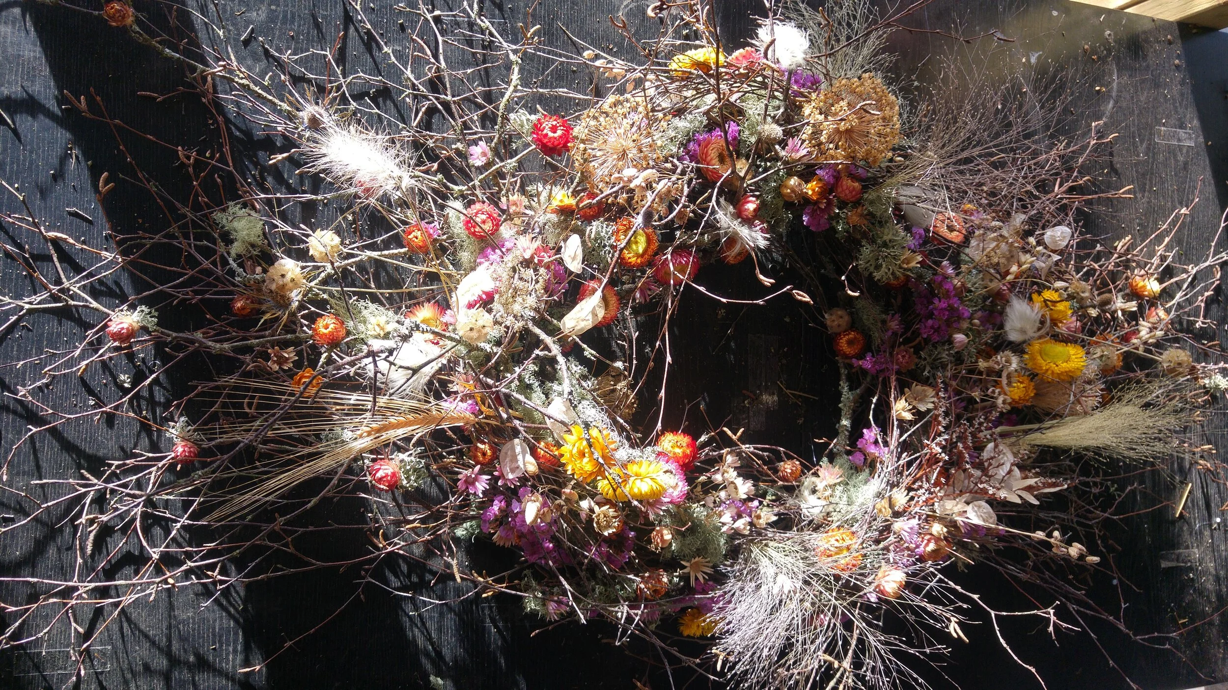 Large dried casket topper