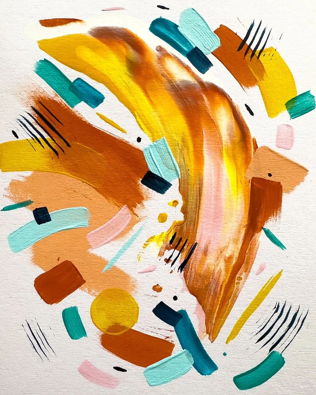 Once the pouring medium swooshes were dry I worked on them adding simple lines and shapes. I started with the swooshes I liked the least and I love how these turned out, so I&rsquo;m optimistic for the rest of the collection!