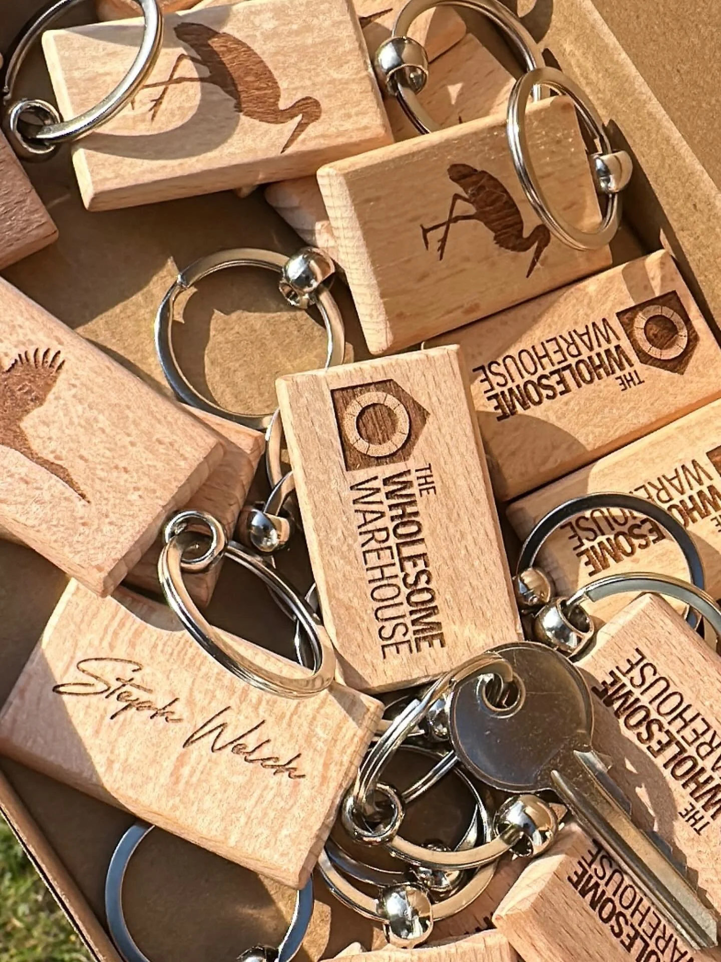A box full of key rings engraved for a local business and potentially a market stall in the not too distant future. I&rsquo;ve had some fun afternoons experimenting with my xtool laser to see what&rsquo;s possible ☺️👌🏻
