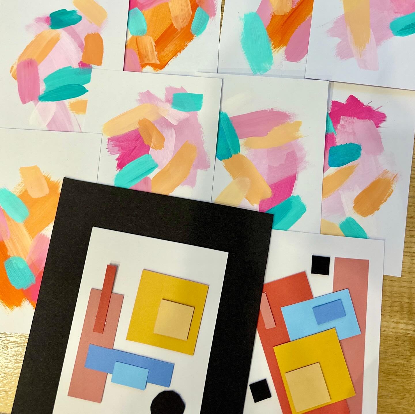 In October I experimented with layering geometric paper shapes and continued playing with painting abstract art trying to leave negative space.