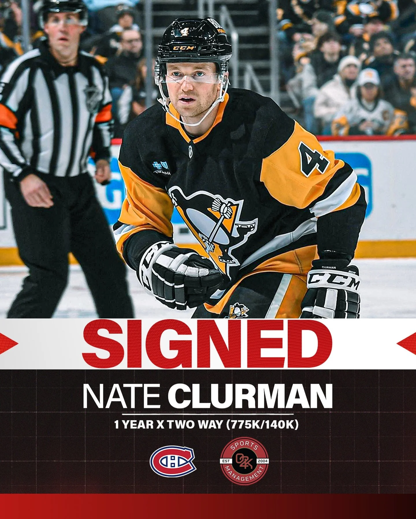 Bonjour, Montreal 👋 Congratulations to O2K client Nate Clurman (@nclurman) on signing a 1 year, two-way contract with the @canadiensmtl!

#gohabsgo #nhlfreeagency #nhl #hockeylife #icehockey #canadiens #mtl