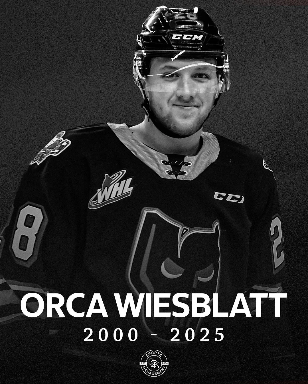 It is with incredibly heavy hearts O2K Sports Management shares the passing of Orca Wiesblatt.

Our thoughts are with the Wiesblatt family during this incredibly difficult time 🕊️