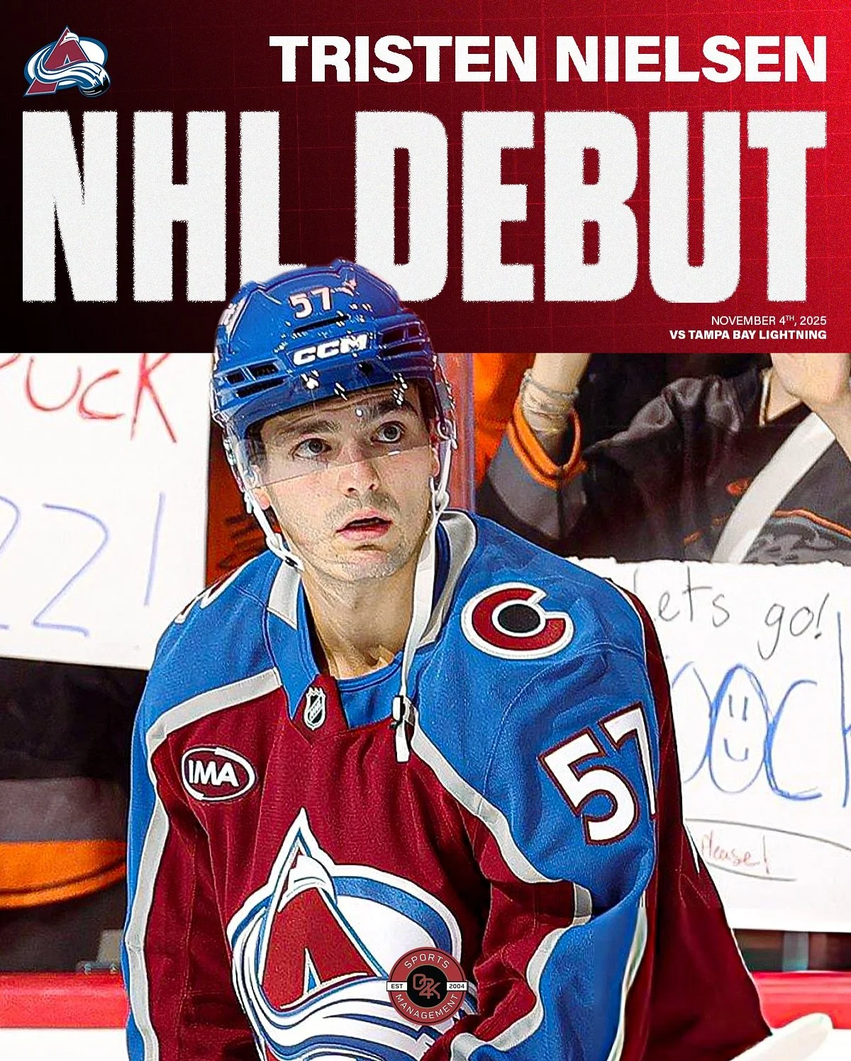 Congratulations to O2K client @tristennielsen on making his well deserved @nhl debut with the @coloradoavalanche! We're proud to be with you every step of your journey!
#goavsgo #nhl #nhldebut #hockey #colorado #avalanche
