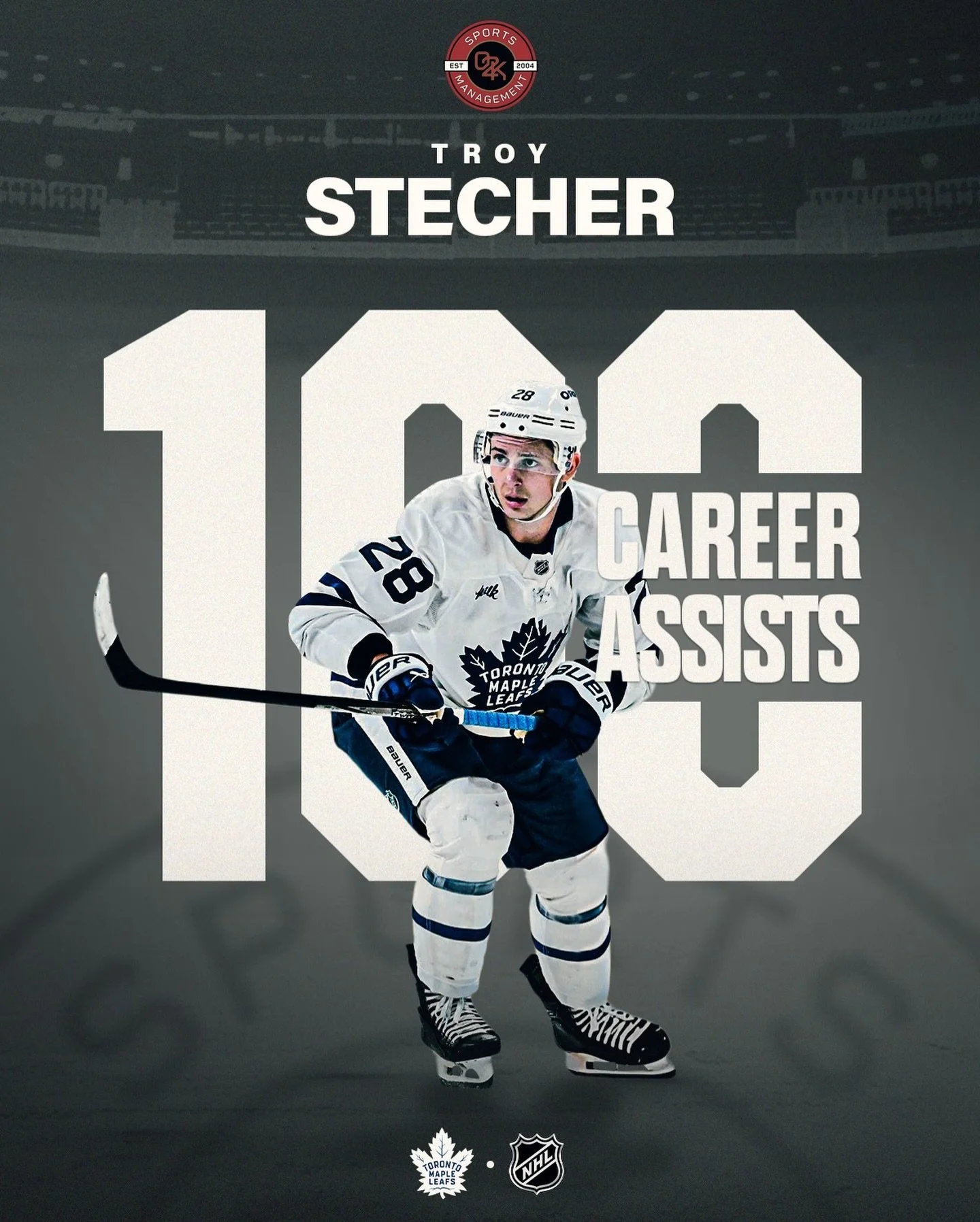 Keeping it 💯 with a game winning assist! Congratulations to O2K client Troy Stecher (@troystecher) on recording his 100th career NHL assist in a Maple Leafs win! Way to go Troy, more on the way!
#leafsforever #goleafsgo #nhl