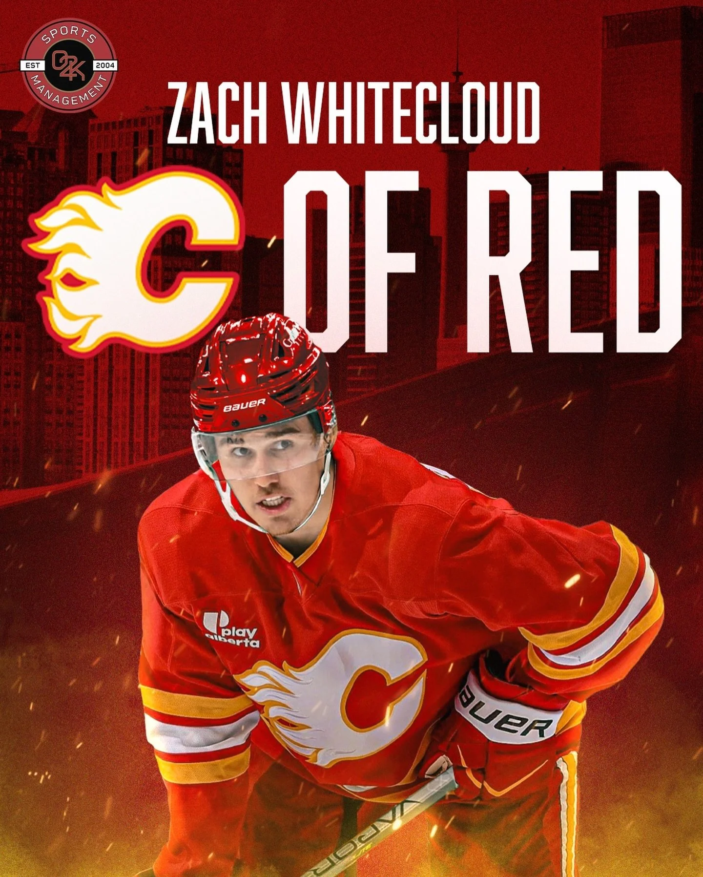 A new face in the C of Red 🔥 Best of luck to O2K client @zachwhitecloud as he starts a new chapter with the Calgary Flames!

#nhlflames #goflames #nhl