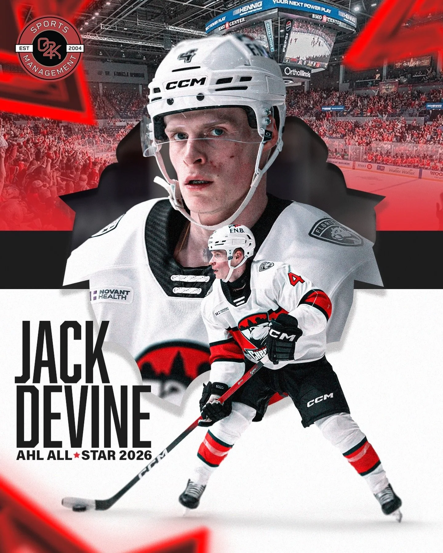 That's our star 🤩 Best of luck to O2K client @jack.devine7 as he takes part in his first AHL All-Star Game tonight!