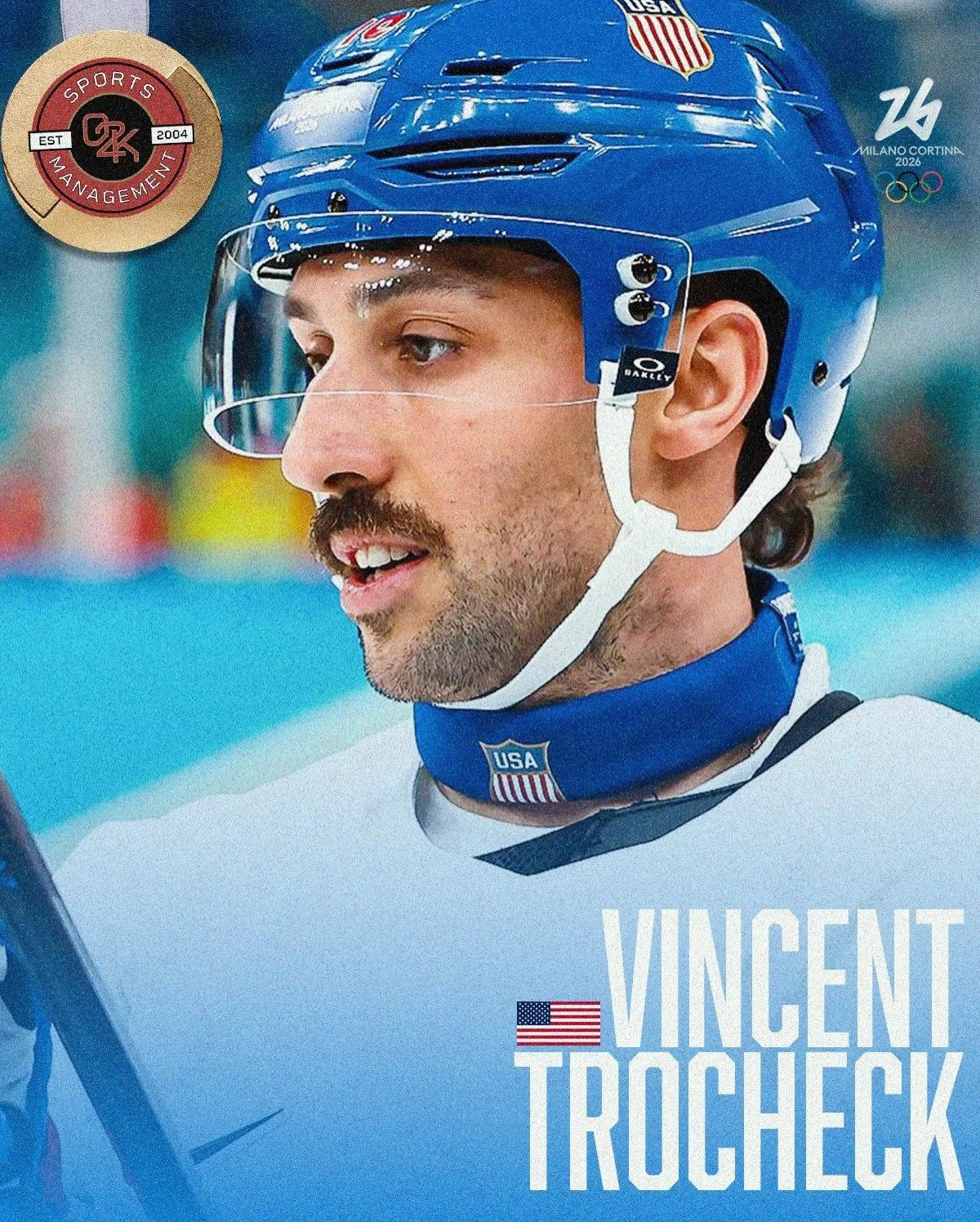 Tro's road to Gold begins NOW 🤩 Best of luck to O2K client @trocheck_21 and Team USA @usahockey on their quest for Olympic Gold in Italy! 🥇 Bring it home, Tro!

#usahockey #teamusa #olympics #hockey #nyrangers