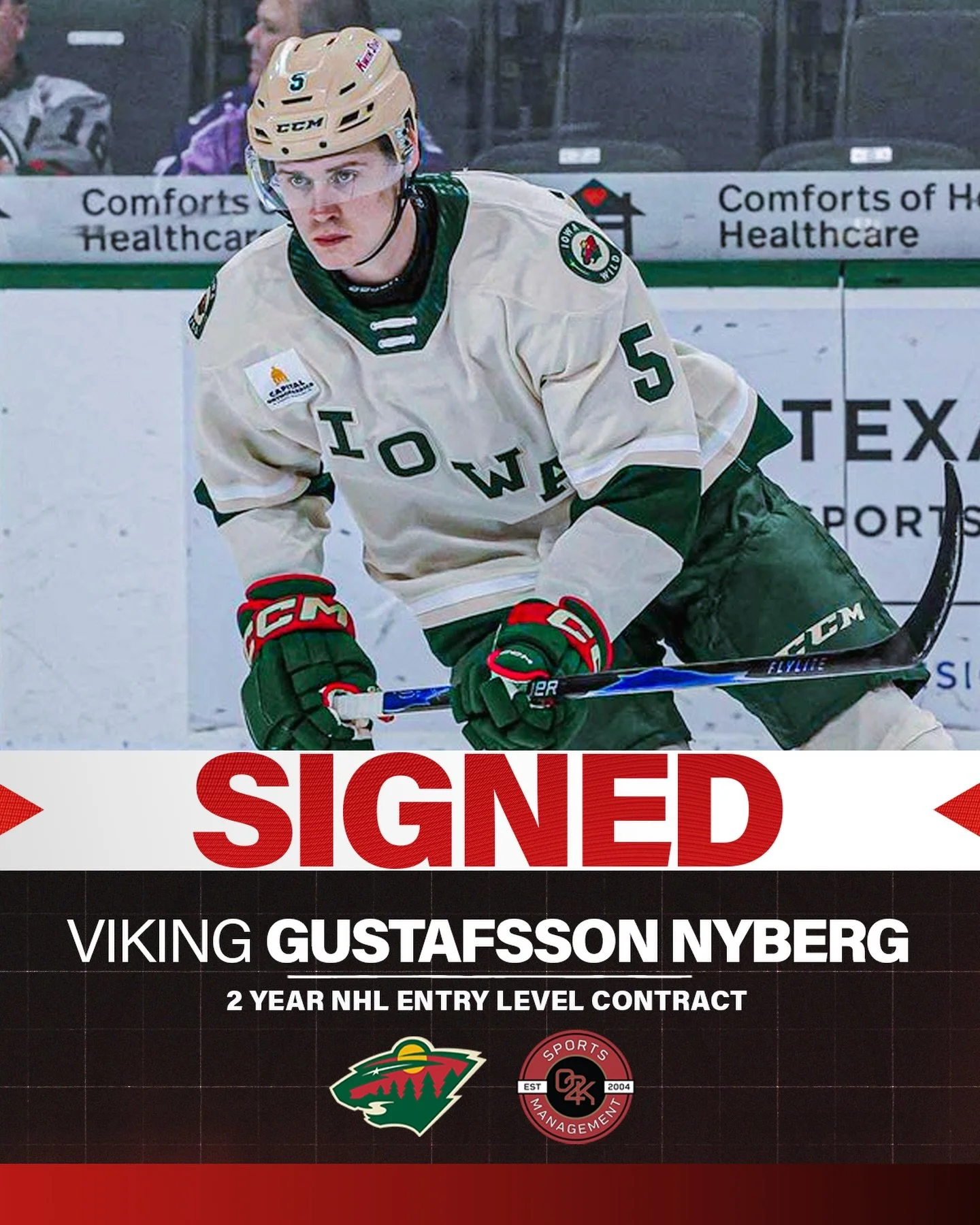 Viking has landed 👀 Congratulations to O2K client @viking_gustavsson21 on signing his NHL ELC with the Minnesota Wild! Well earned, Viking! We're proud to be with you every step of the way.
@minnesotawild #mnwild #stateofhockey #ncaa #hockeylife #nh