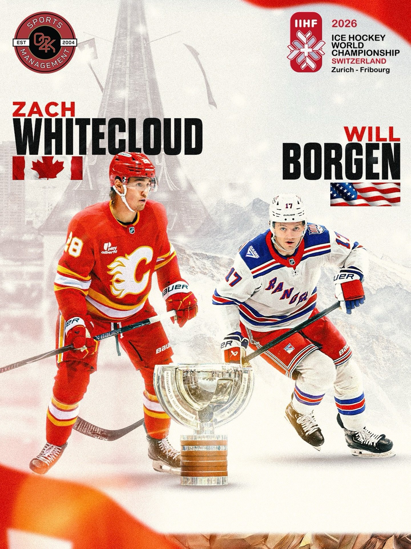 Some O2K clients are heading to Switzerland 👀 Zach Whitecloud will represent Team Canada 🇨🇦 and Will Borgen will represent Team USA 🇺🇸 at the IIHF World Championships! Best of luck, boys. Bring it home!

@zachwhitecloud @willborgen #iihf #nhl