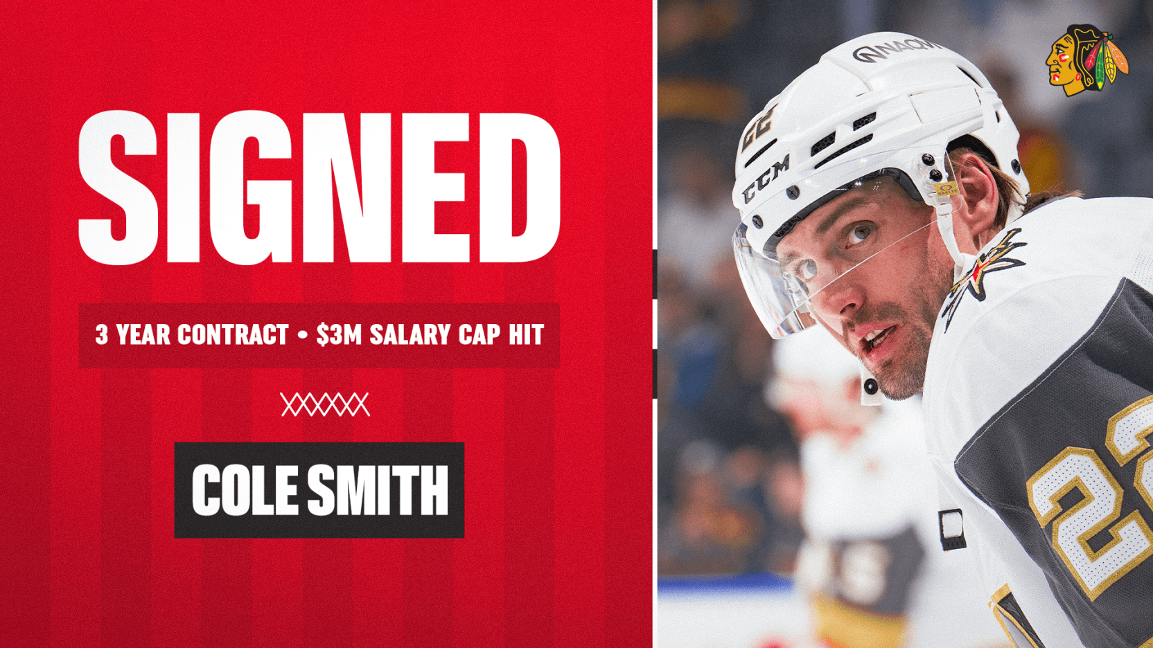 Blackhawks Sign Cole Smith to Three-Year Contract