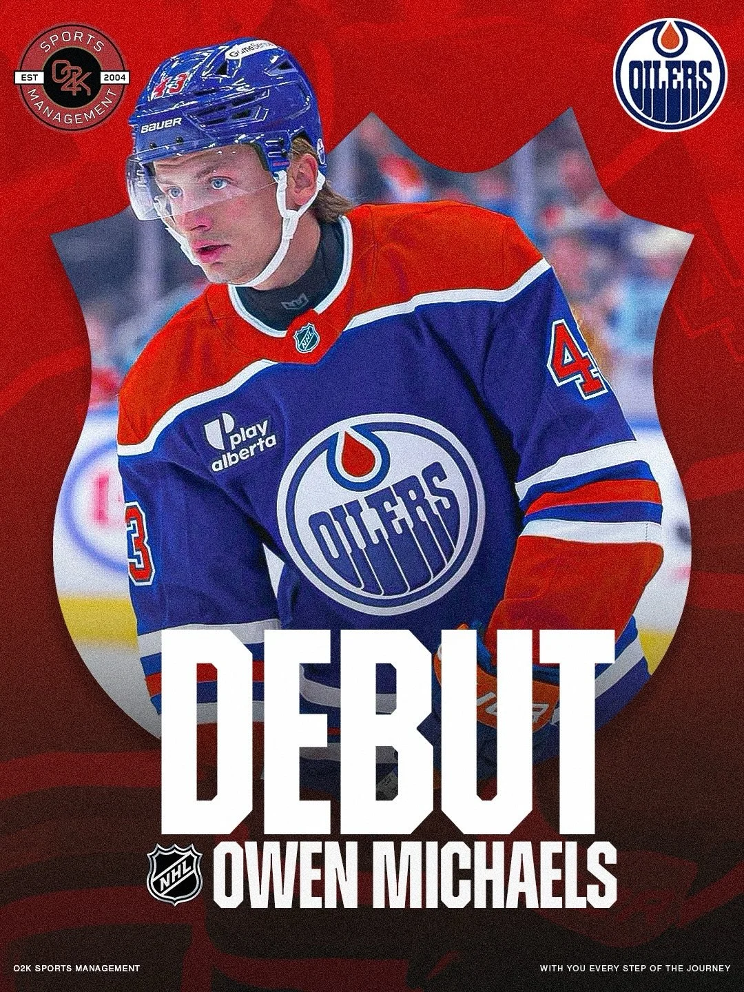 An Opening Night debut 🤩 Congratulations to O2K client Owen Michaels @owenmichaels_  on officially taking to the ice with the Edmonton Oilers in his first NHL game! We're proud to be with you every step of your journey!

🎥 @edmontonoilers 

#oilers
