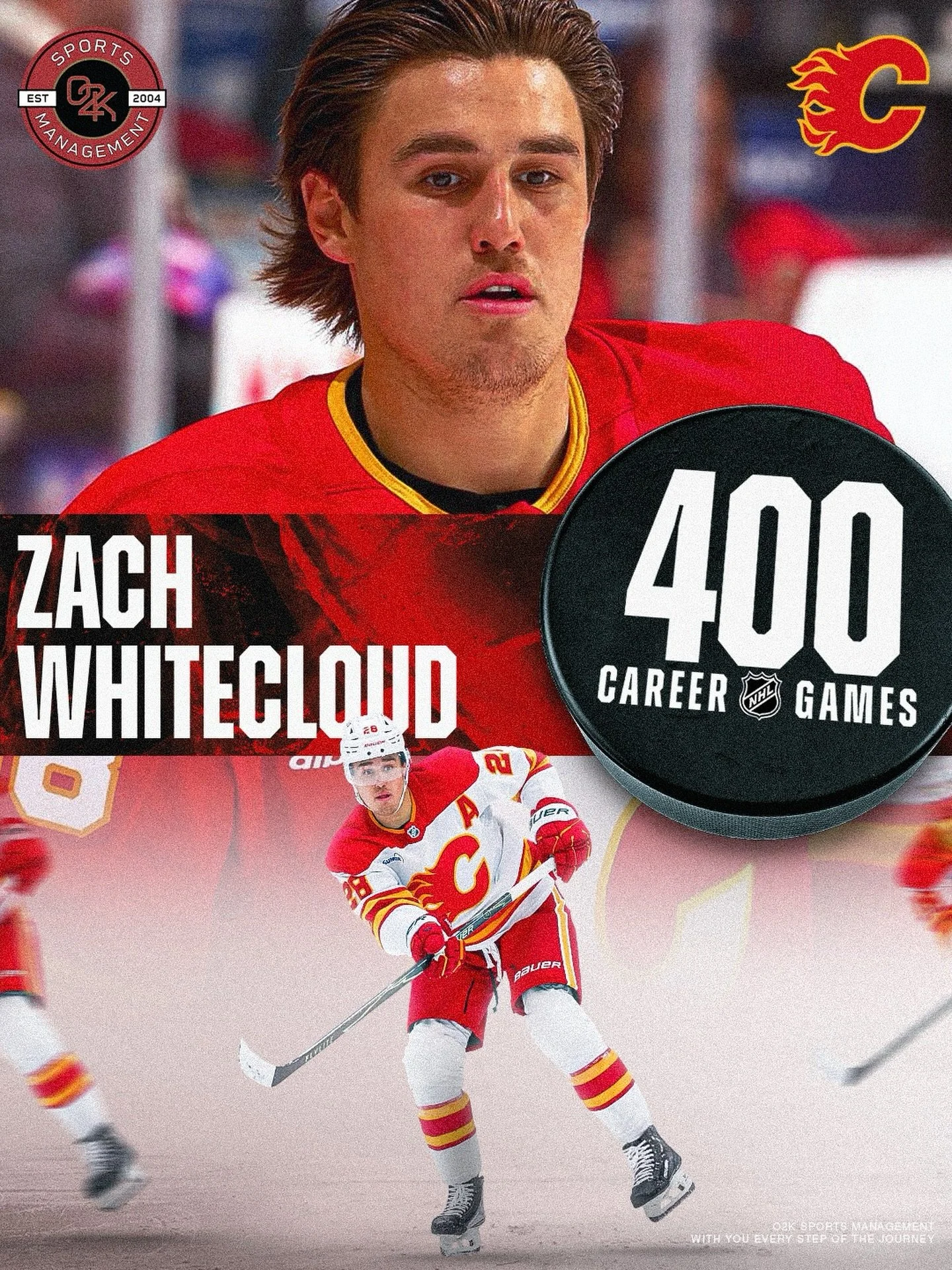 A home opener means 400 career NHL games in the books for O2K client @zachwhitecloud! Congratulations, Zach, many more to come!
#nhlflames #calgaryflames