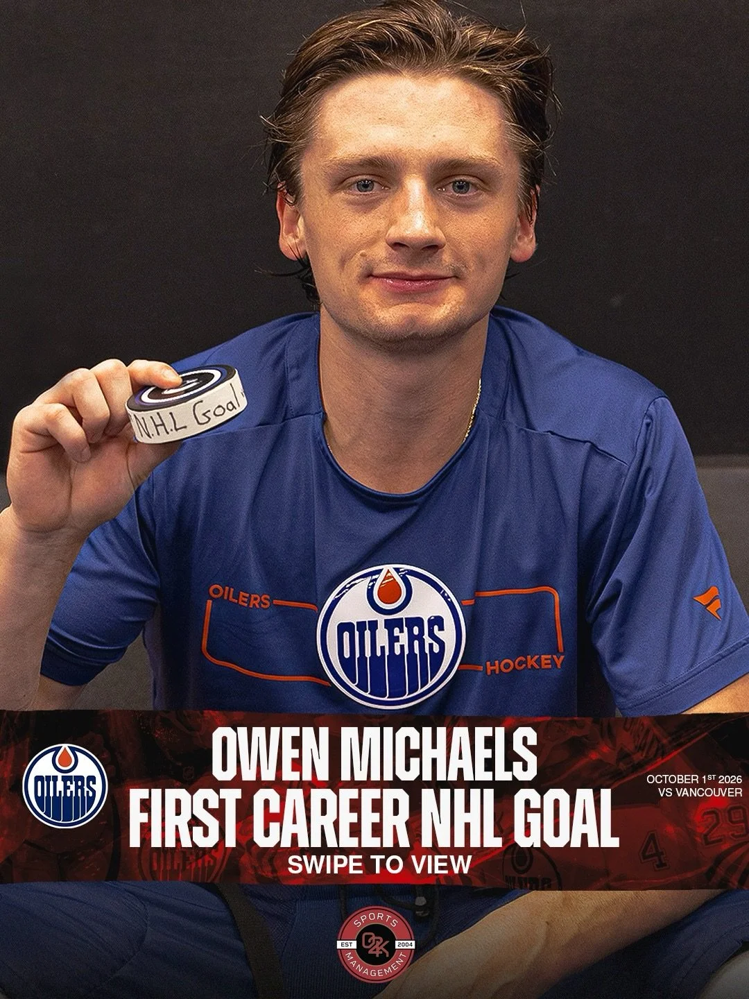 That first goal feeling 🔥 Congratulations to O2K client Owen Michaels (@owenmichaels_) on recording his first career NHL goal in his second game! Way to go, Owen! Many more on the way.

🎥 Edmonton Oilers

#oilers #nhl #wmu