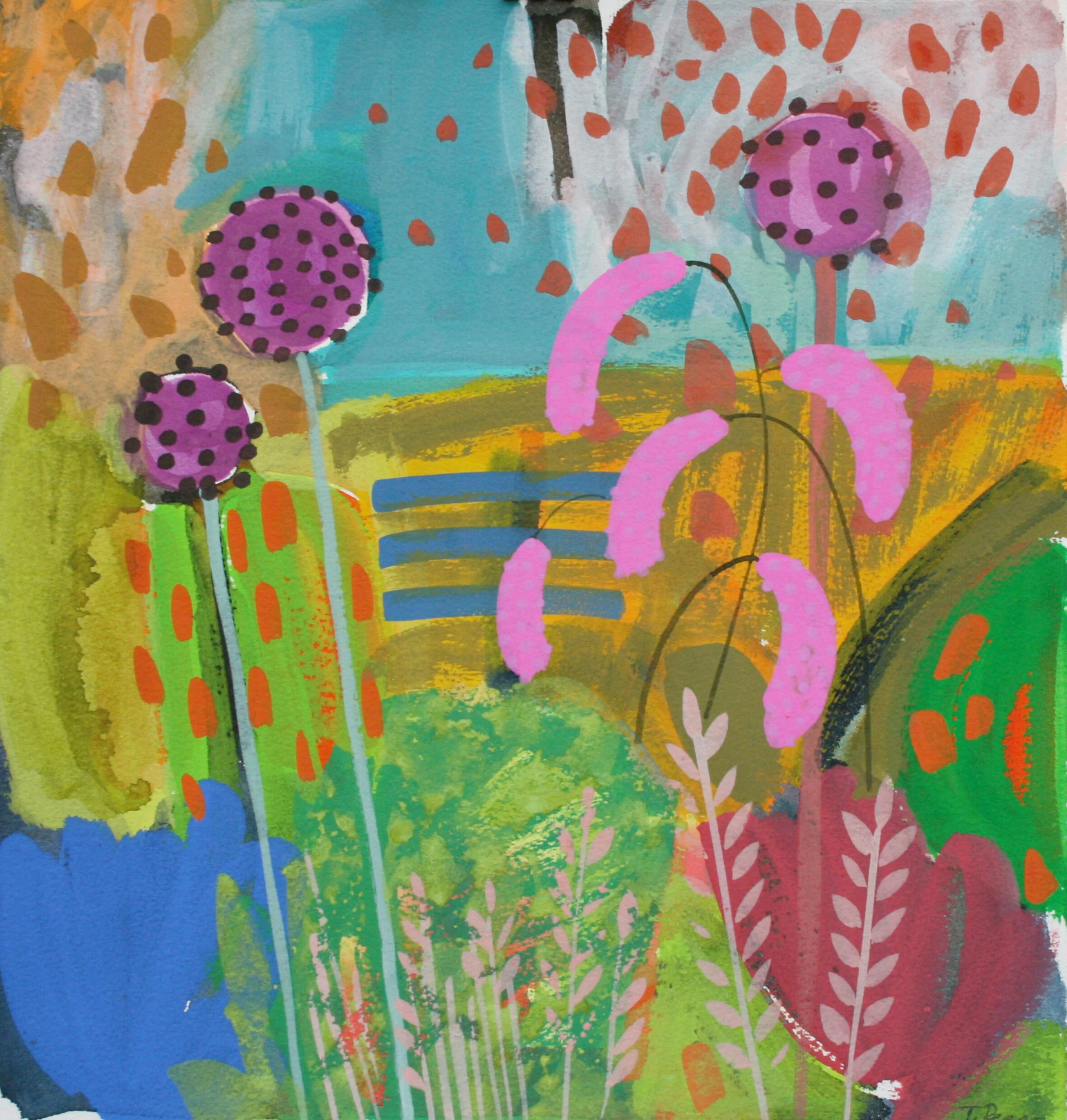Pink Garden Fireworks 38x40cm watercolour on 365g Saunders Waterford paper AVAILABLE uf £395.jpg
