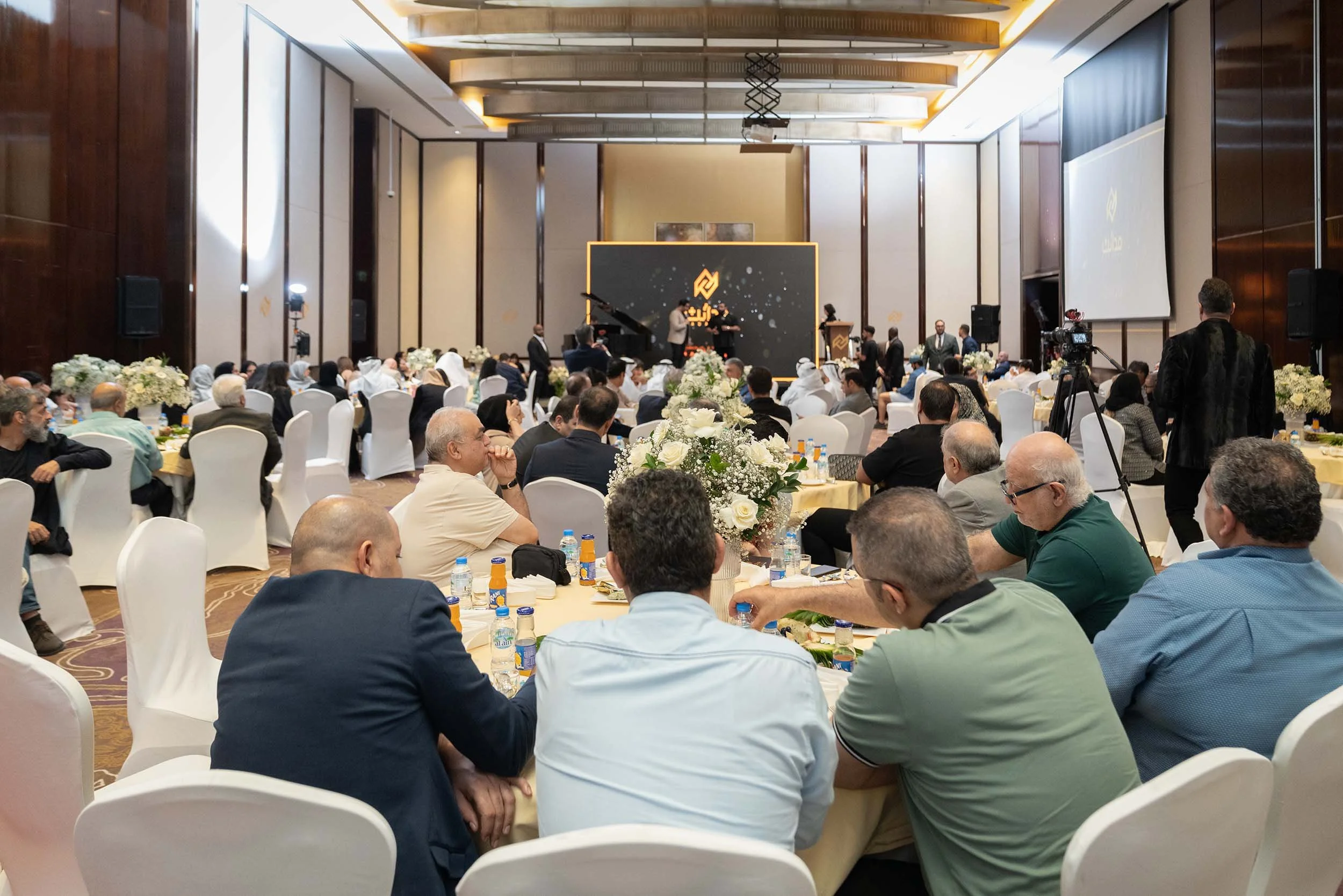 Wide view of guests attending the Al Madaen Restaurant grand opening event in Dubai.