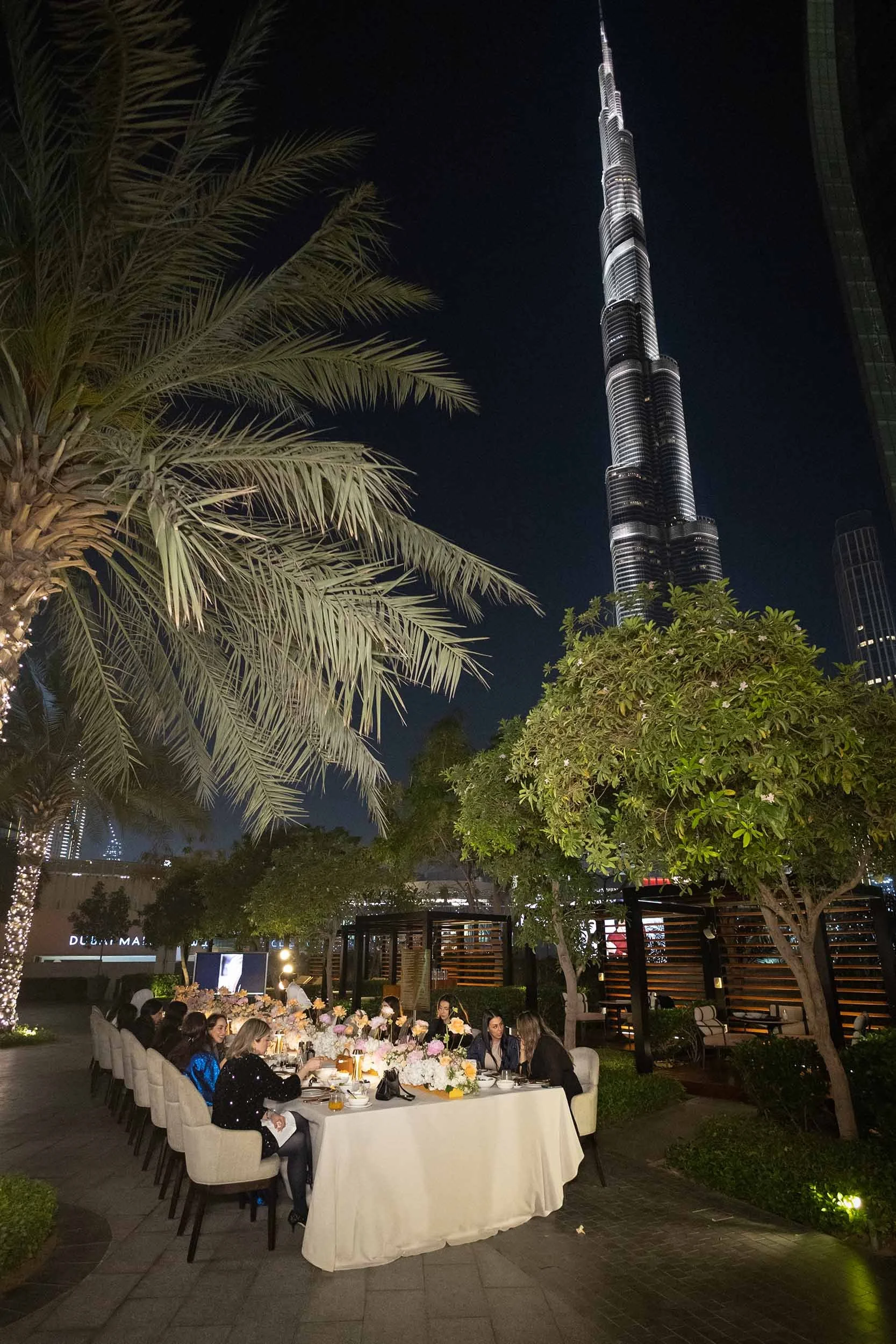Alaghband Jewellery outdoor Ramadan event with Burj Khalifa in the background, Downtown Dubai.