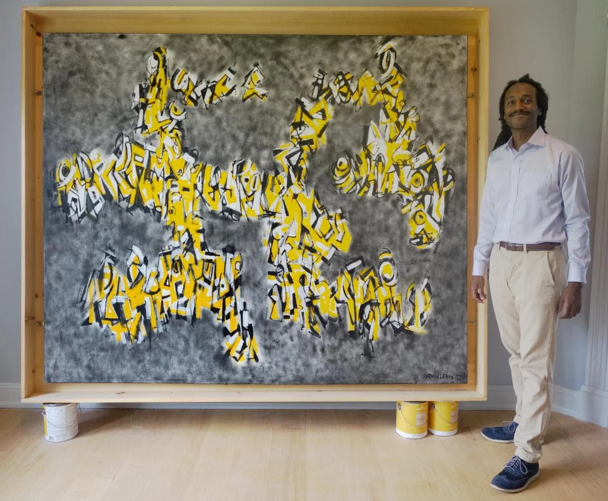 Navindren Hodges presenting Norman Lewis’, Exodus, 1972. Oil on Canvas, from the Bill Hodges Gallery collection.
