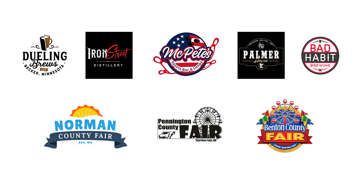 Logos of venue partners including Dueling Brews, Bad Habit Brewing, and County Fairs hosting Jindo live in-person music bingo shows.