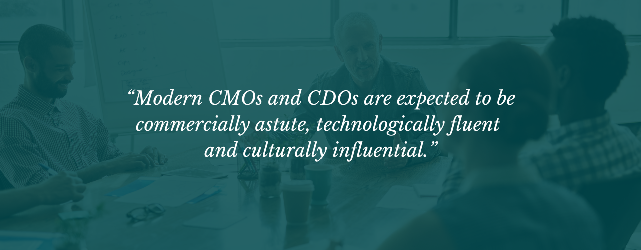 Pictured: Quote 'Modern CMOs and CDOs are expected to be commercially astute, technologically fluent and culturally influential.' | Suzie Walker Executive Search