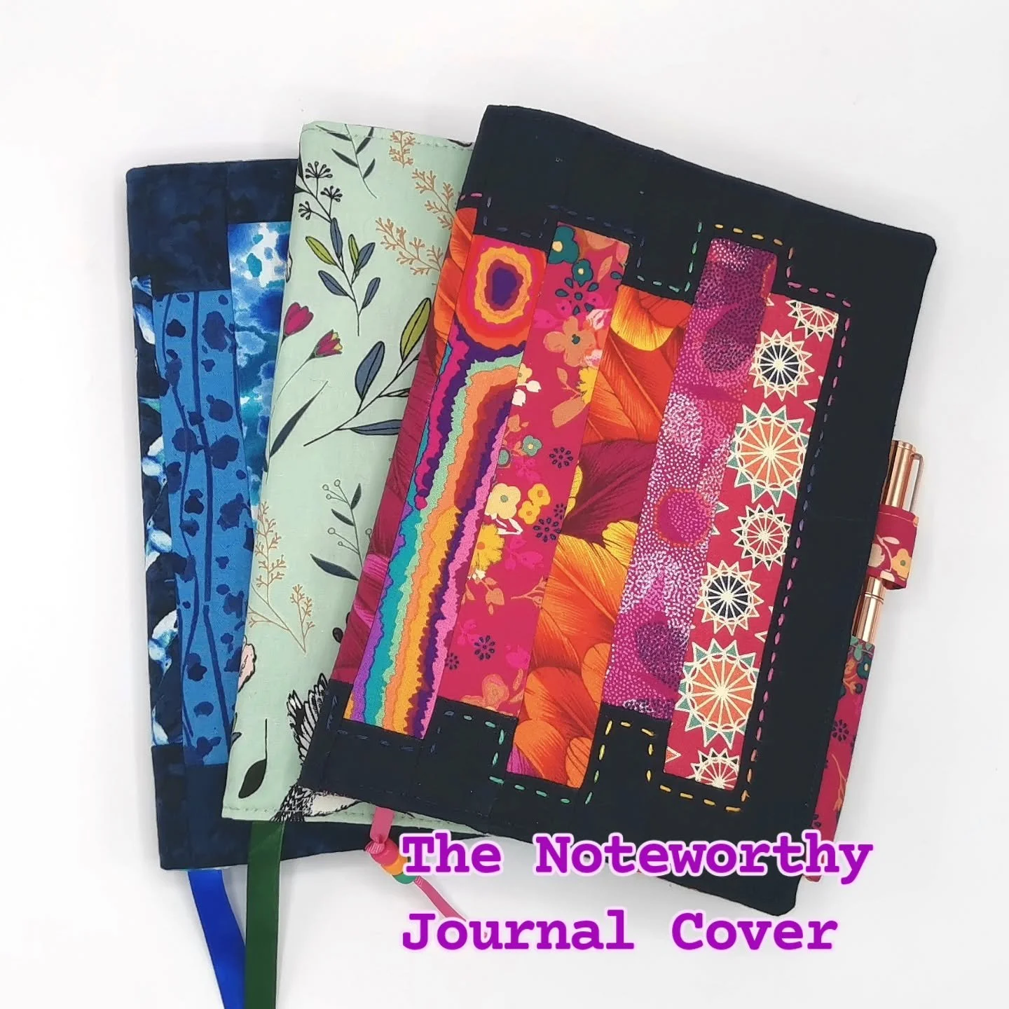 Fast sewing or slow sewing, you can make the Noteworthy Journal Cover either way!

This notebook cover comes with either a plain outer or a pretty patchwork design, so you can choose an option to suit the amount of free time you have!

Both outer opt