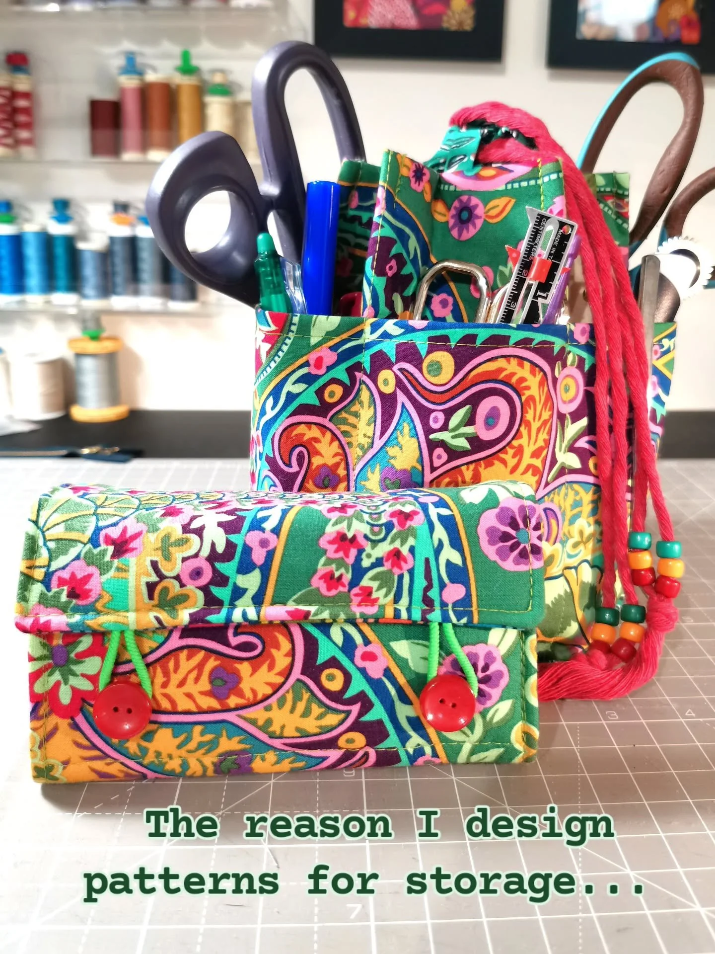 It's confession time!
The reason I am obsessed with creating PDF patterns for storage is...
I am a chaotic crafter 😬.

If I am sewing or designing, I fall into a hole, only to look around after I have finished and see that I have used every tool, an