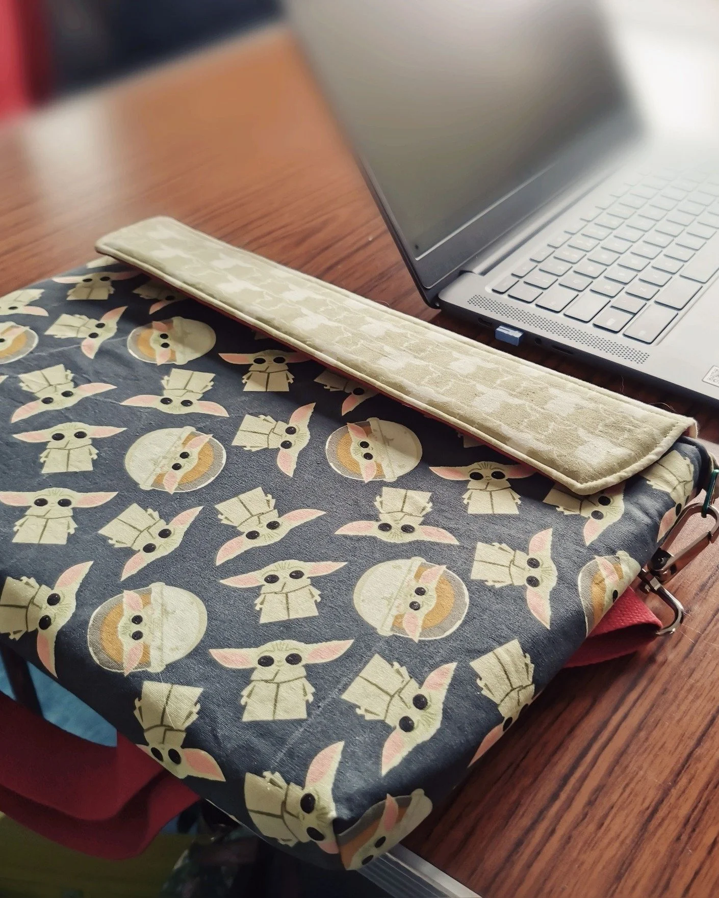May the Forth be with you!

Here is a Grogu themed Slim Laptop Sleeve, to help you celebrate Star Wars&trade; day.

This pattern is designed so that you can make your laptop sleeve to snugly fit your personal laptop.

Visit the usual place to find th