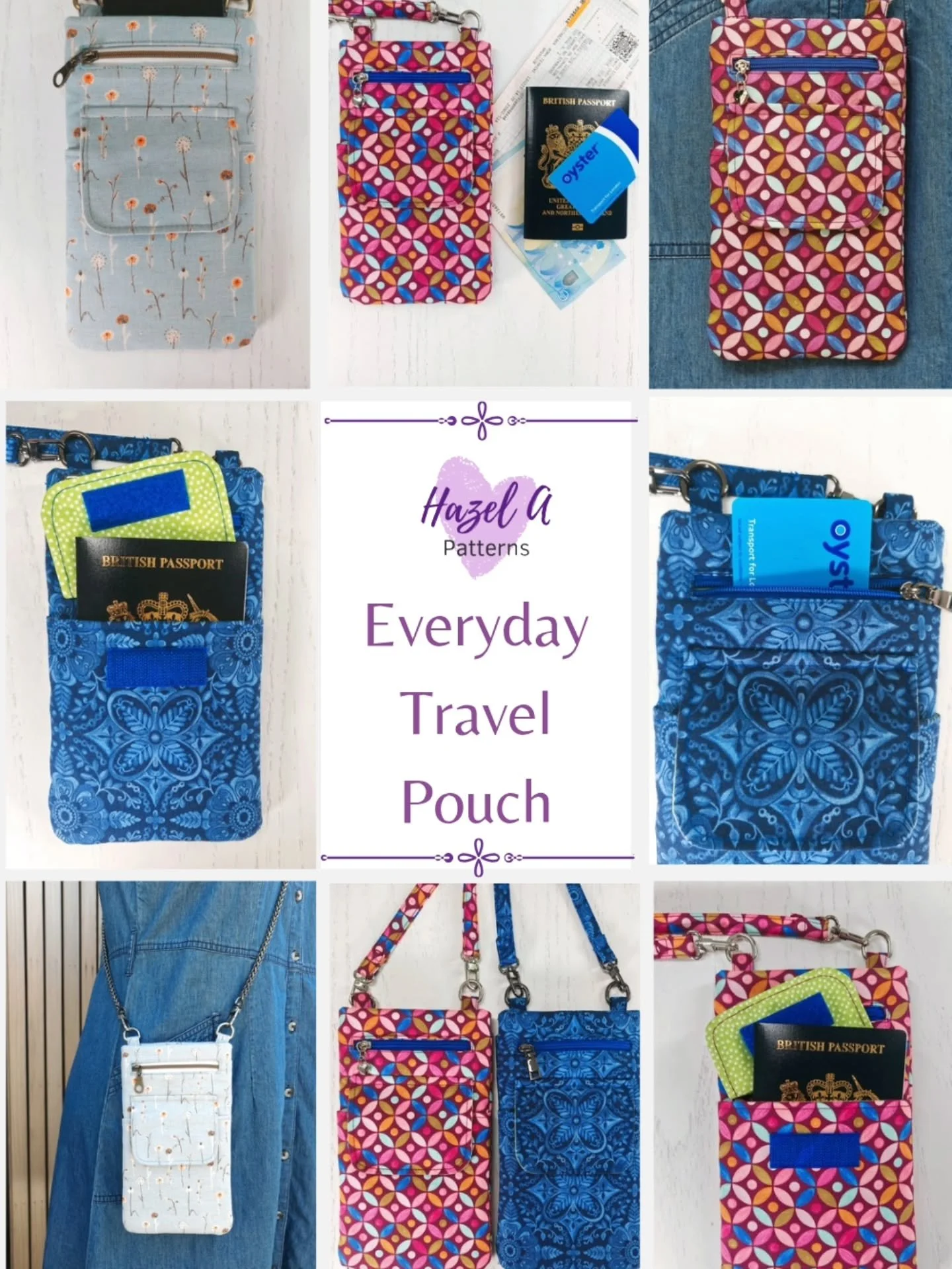 Organise yourself when you go away, or everyday!

The Everyday Travel Pouch is ideal to keep your essentials close and safe, so you have all of your documents (and phone) to hand instead of in your big tote or suitcase.

This PDF pattern is available