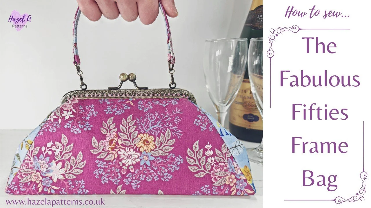 As well as new pattern pieces and instructions, the Fabulous Fifties Frame Bag PDF pattern has a brand new full length video!

This video follows the pattern step-by-step, but also goes into a lot more detail about preparing your pieces, fusing your 
