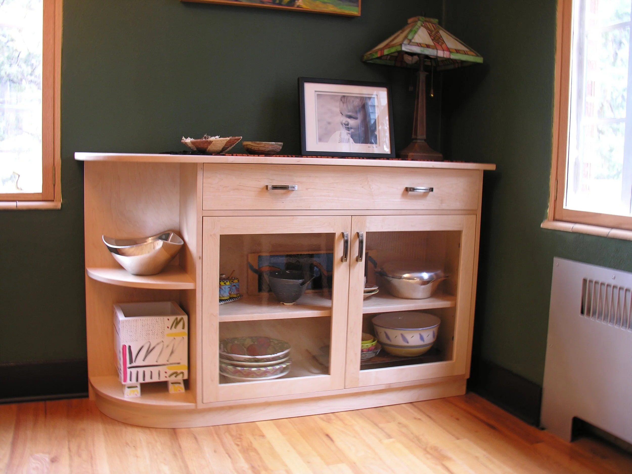 Clear Poplar Bookcase with German Glass Doors