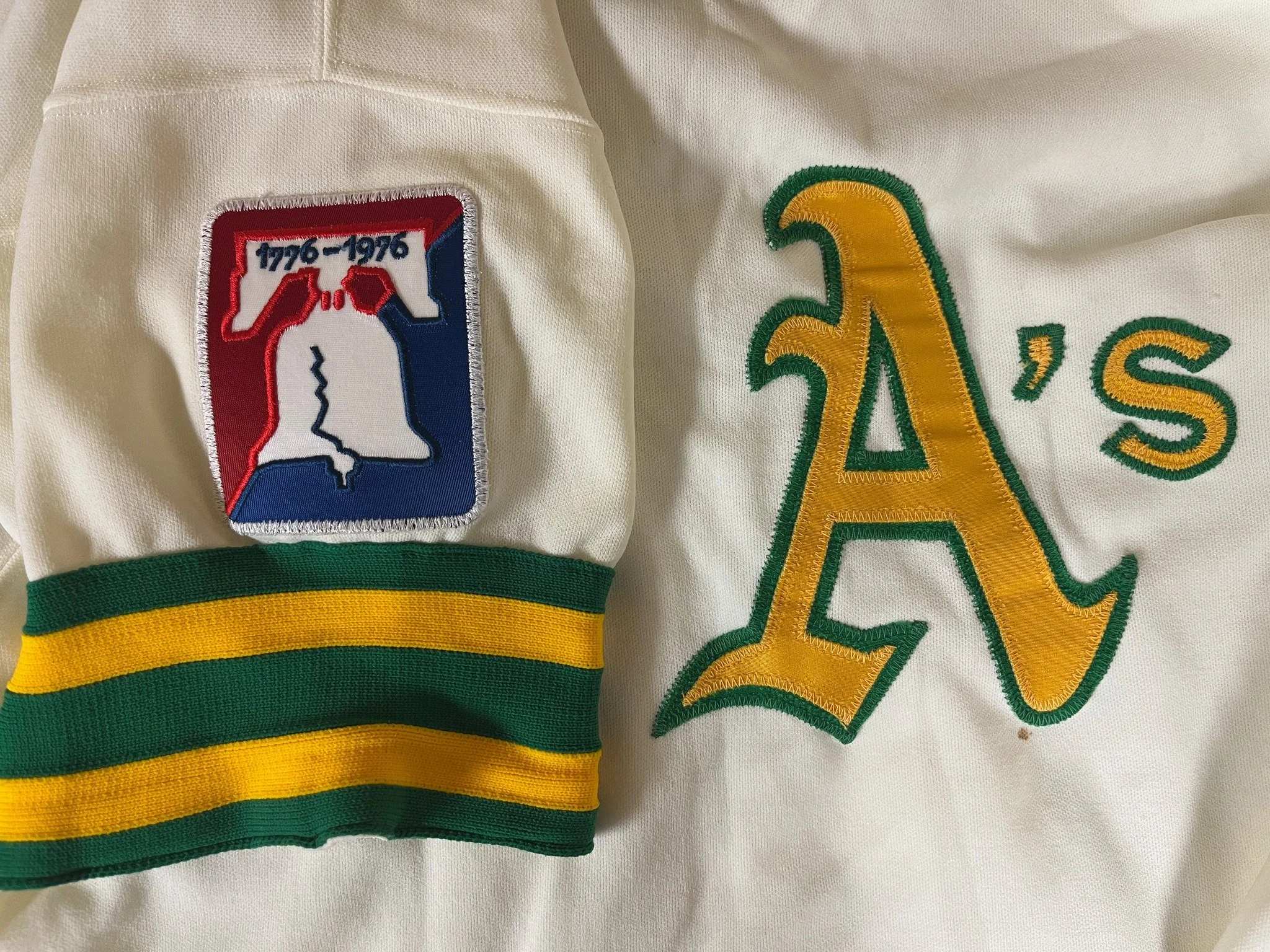 The impossible to find 1976 Oakland Bicentennial patch, properly made using both twill and embroidery like the original