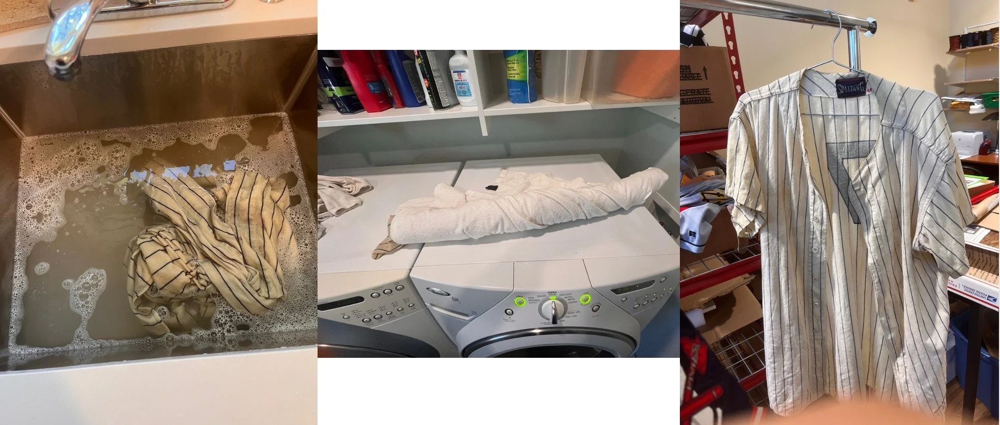 This forensic work done, we now move to the next step which can be something more than nerve-wracking. We have to wash this priceless garment. I take consolation in the fact that these fabrics were meant to be washed from the beginning, so we are not